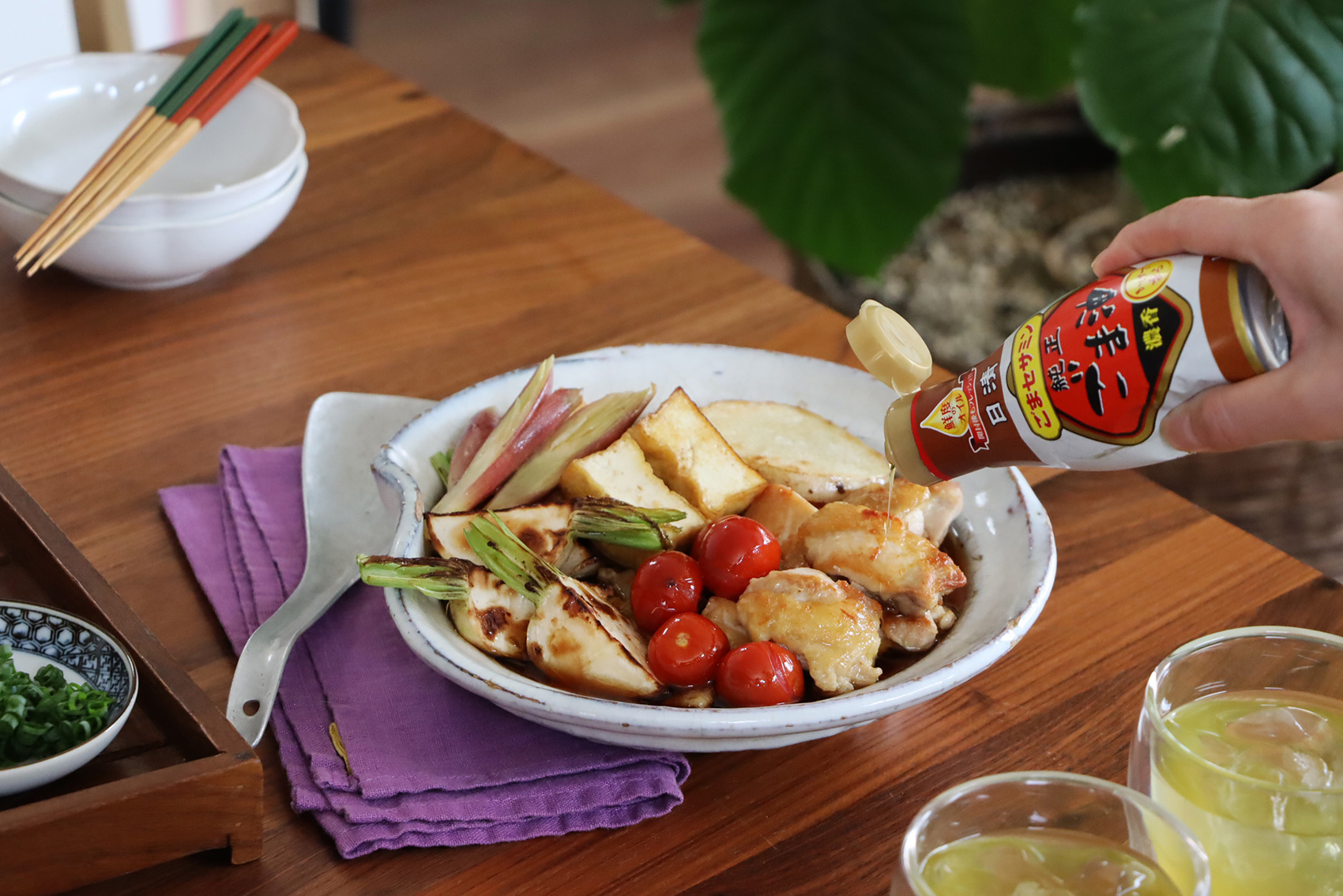 揚げずに作れる!鶏と焼き野菜の揚げ出し風