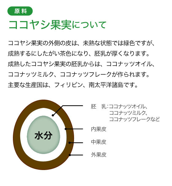 原料：ココヤシ果実について