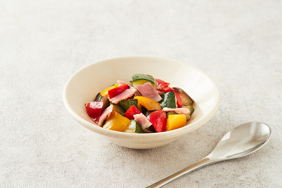 レンジで簡単！シビ辛ソテー ベーコン×グリル野菜