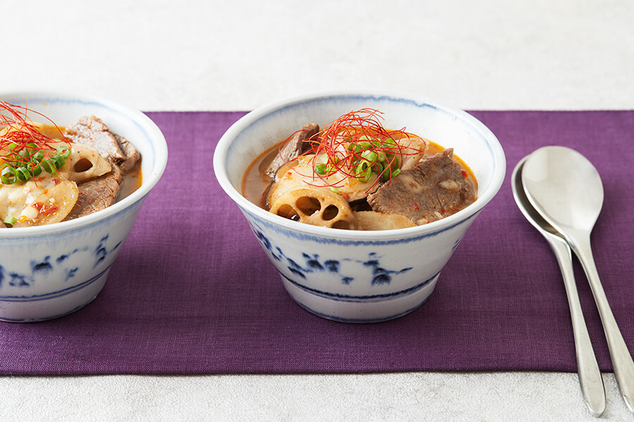 牛カルビと根菜の麻辣キムチスープ