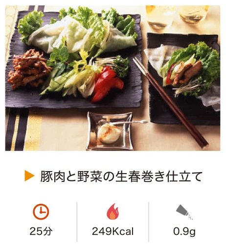 豚肉と野菜の生春巻き仕立て