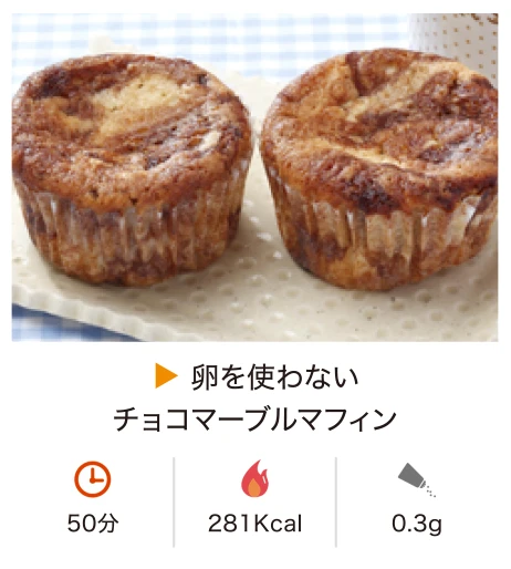 卵を使わないチョコマーブルマフィン