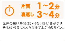 揚げる時間　片面 1～2分　裏返し 3～4分