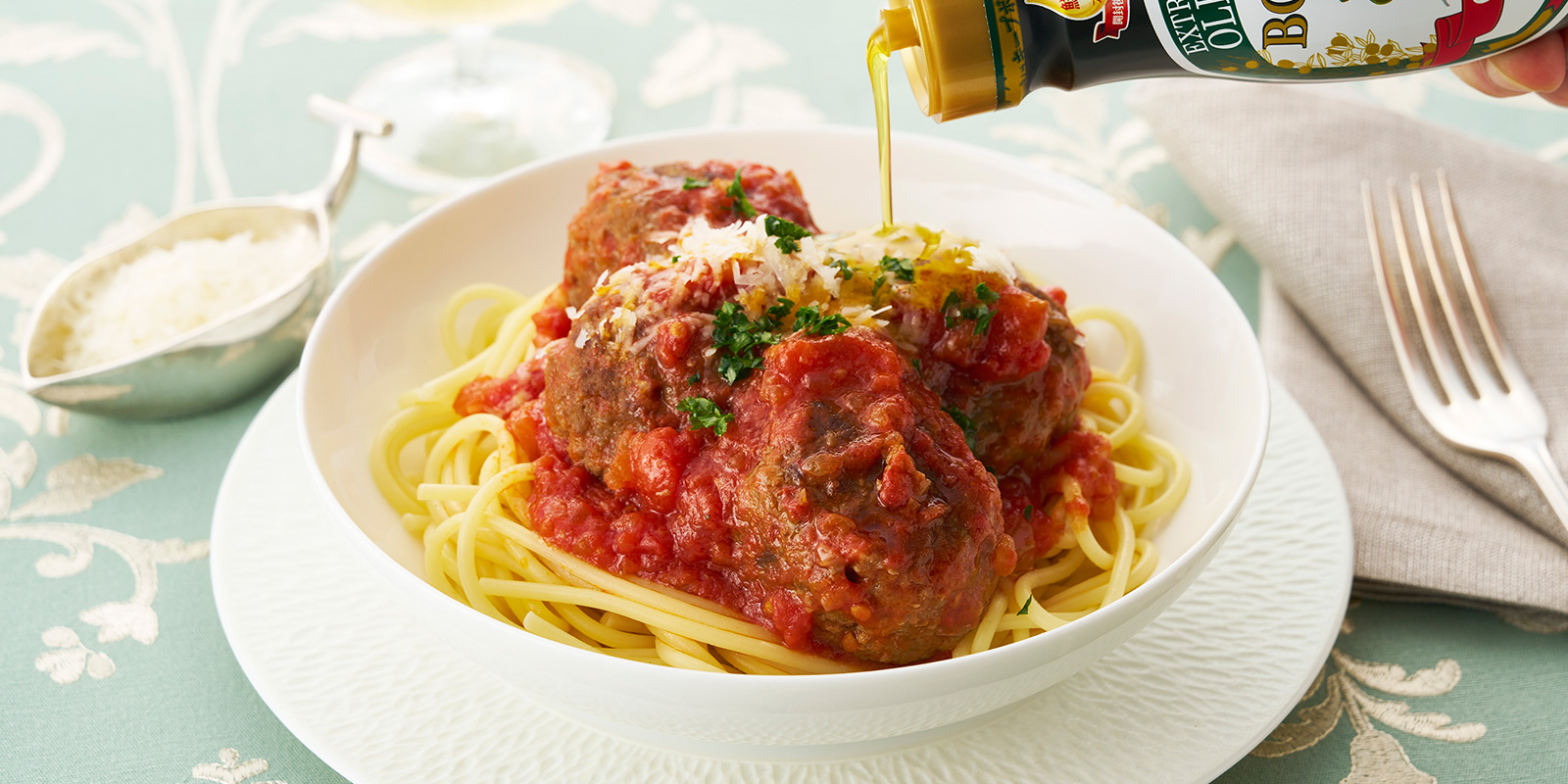ミートボールのトマトソースパスタ