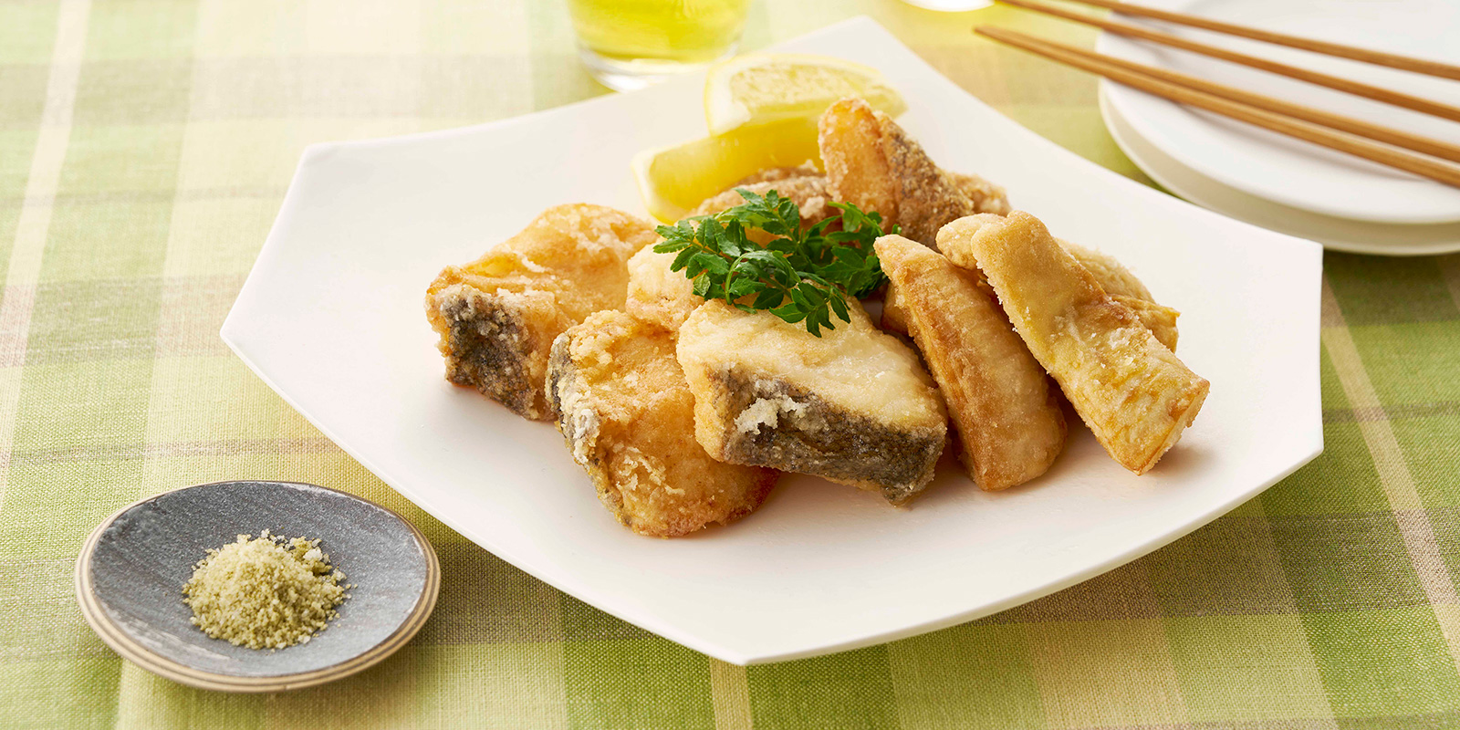 白身魚とたけのこのから揚げ