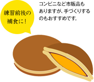 練習前後の補食に！　コンビニなど市販品もありますが、手づくりするのもおすすめです。