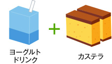 ヨーグルトドリンク+カステラ