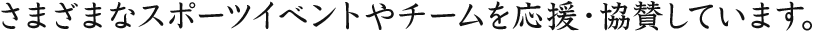 さまざまなスポーツイベントやチームを応援・協賛しています。