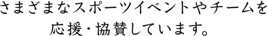 さまざまなスポーツイベントやチームを応援・協賛しています。