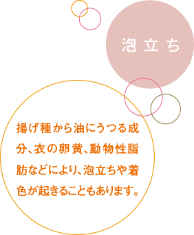 泡立ち 揚げ種から油にうつる成分